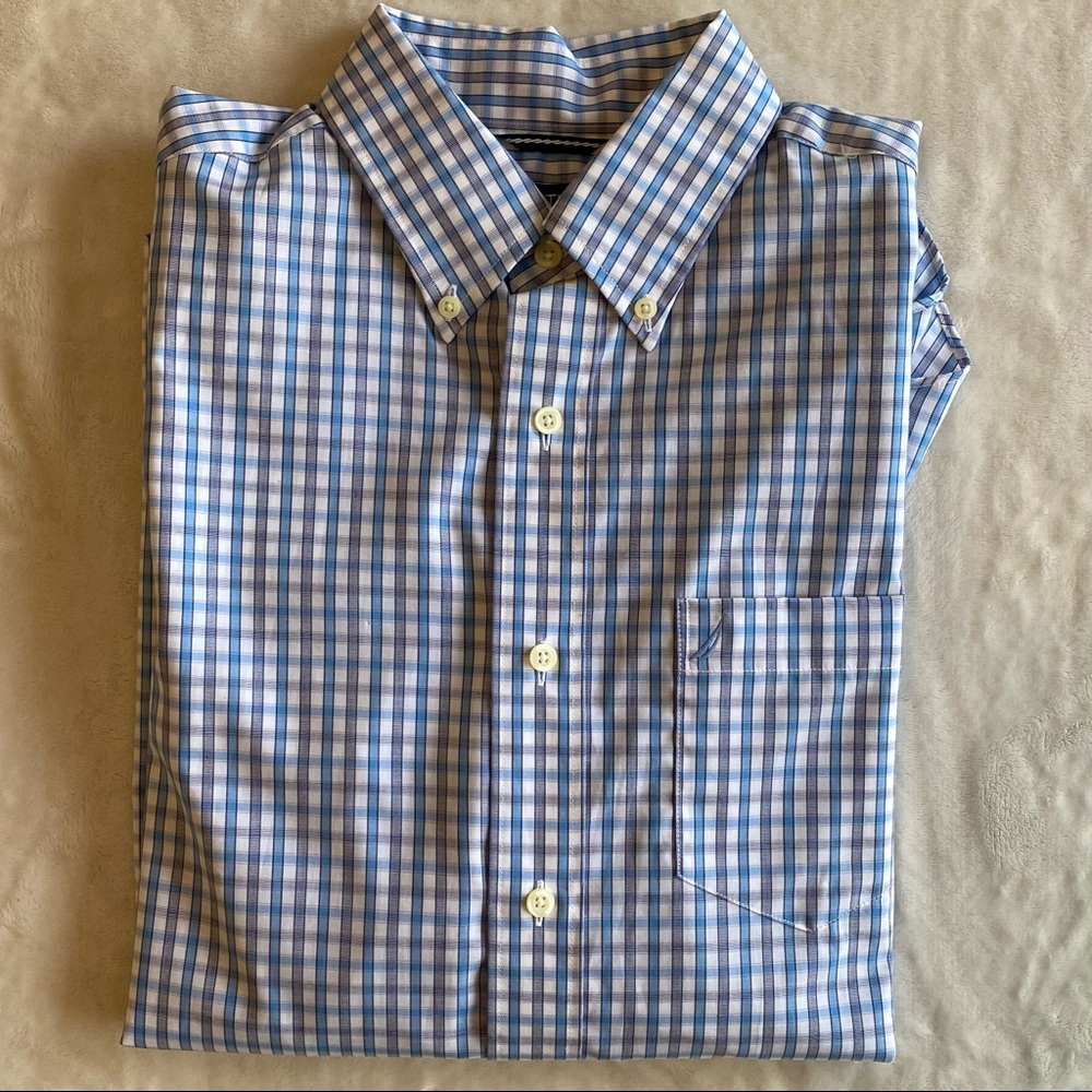 Men’s Nautica Blue Plaid Dress Shirt - Wrinkle Resistant